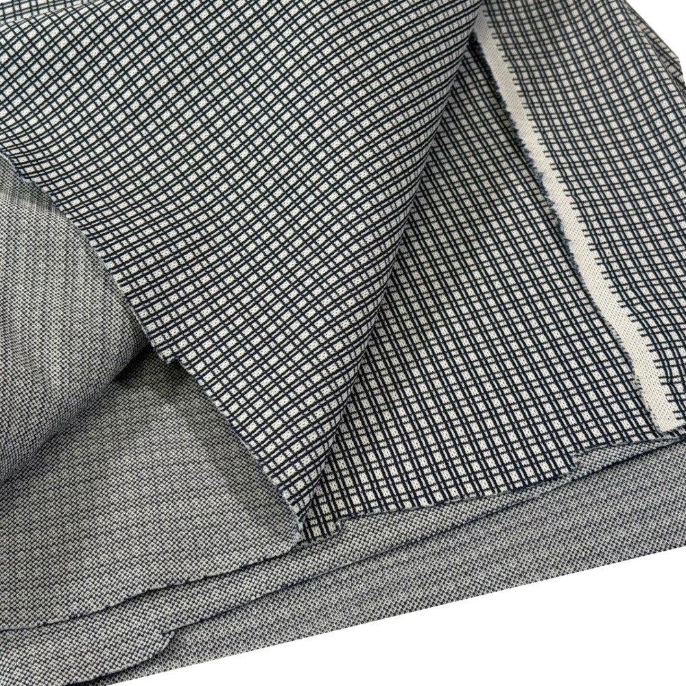 Navy Blue White Houndstooth Check Fabric 2 Pieces Sewing Crafting Dark Academia - Picture 2 of 10